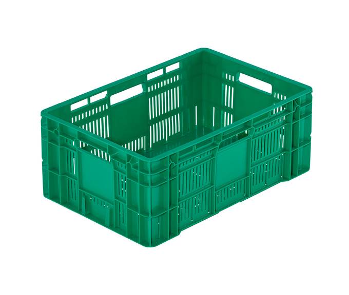 Skrzynka na owoce i warzywa 60x40x24 cm, atest do kontaktu z żywnością, zielona, G-240