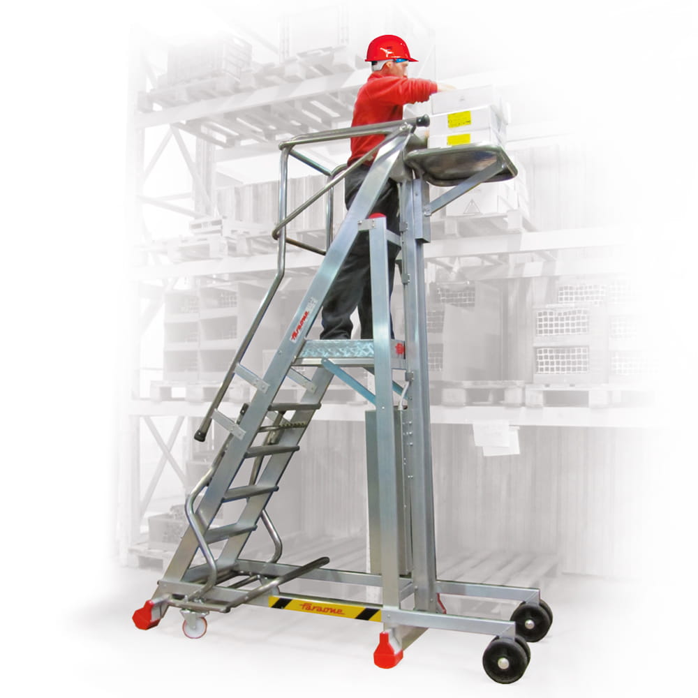 Platforma magazynowa z elektrycznym podestem ładunkowym PIK, 6 stopni, PIK15