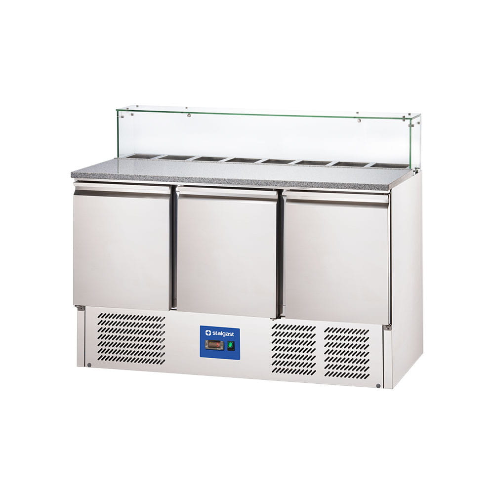 Stół chłodniczy 3 drzwiowy do pizzy z nadstawą szklaną