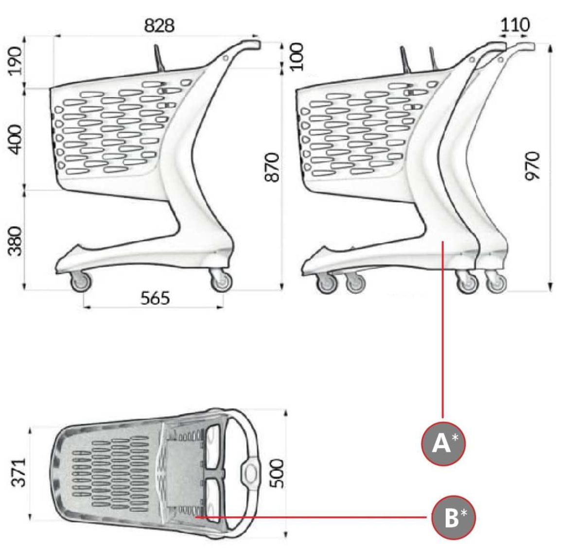 Wózek sklepowy z tworzywa 90 litrów Mini Save the Sea z siedziskiem dla dziecka, Rabtrolley 