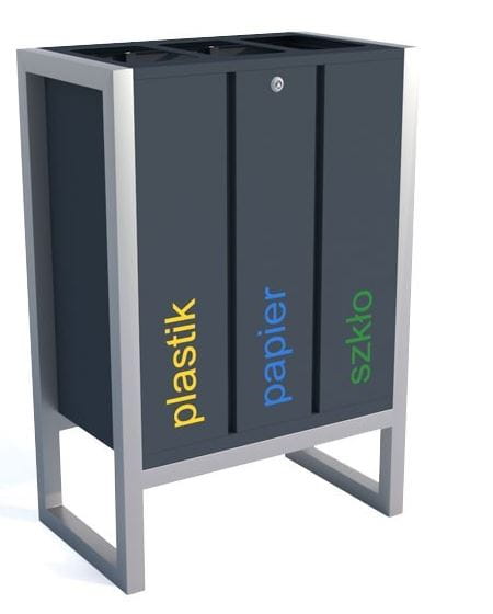 Kosz do segregacji odpadów Satis III mini 3x30 l, wolno stojący, stal nierdzewna