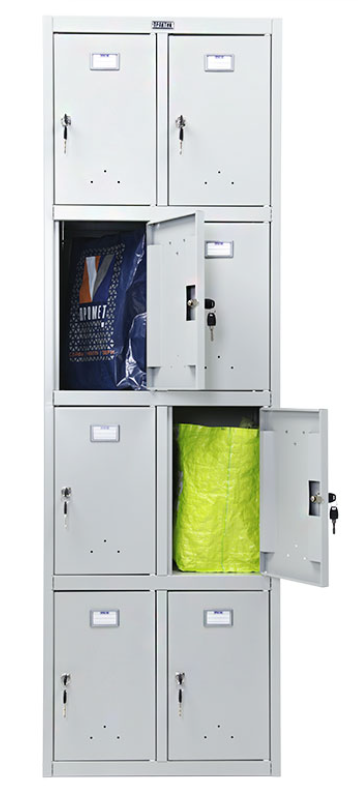 Podwójna 8-skrytkowa szafa socjalna, metalowa, ubraniowa, BHP LS-24