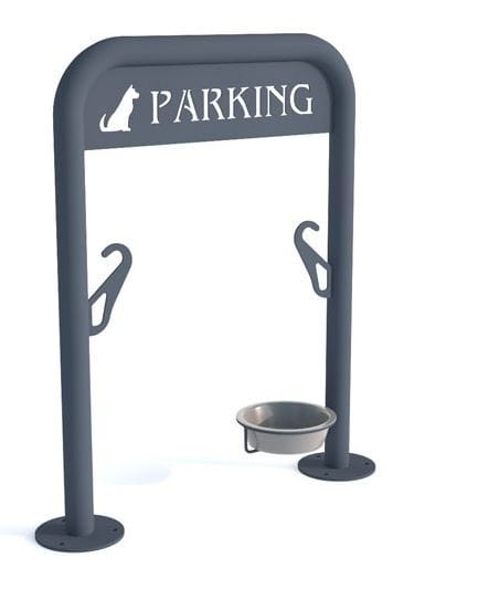 Parking dla psów VIII + poidełko, stojak dla psów, stal ocynkowana malowana