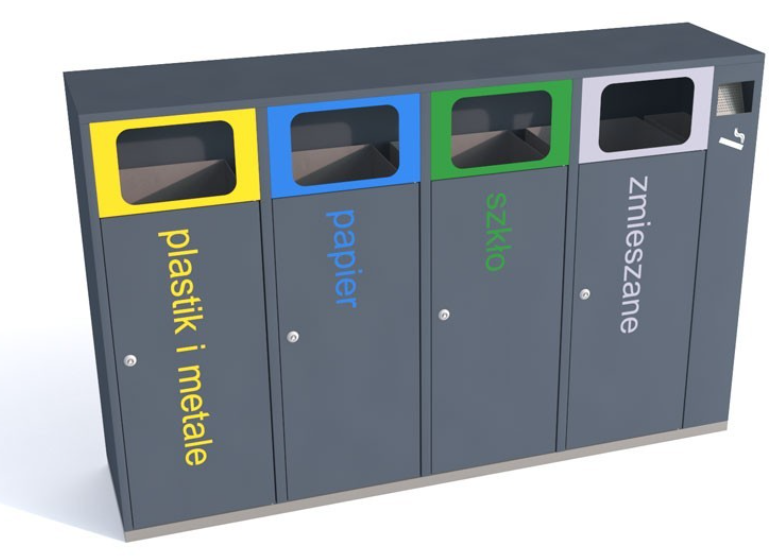 Kosz do segregacji Etna IV 4x80l moduł z popielnicą stal nierdzewna