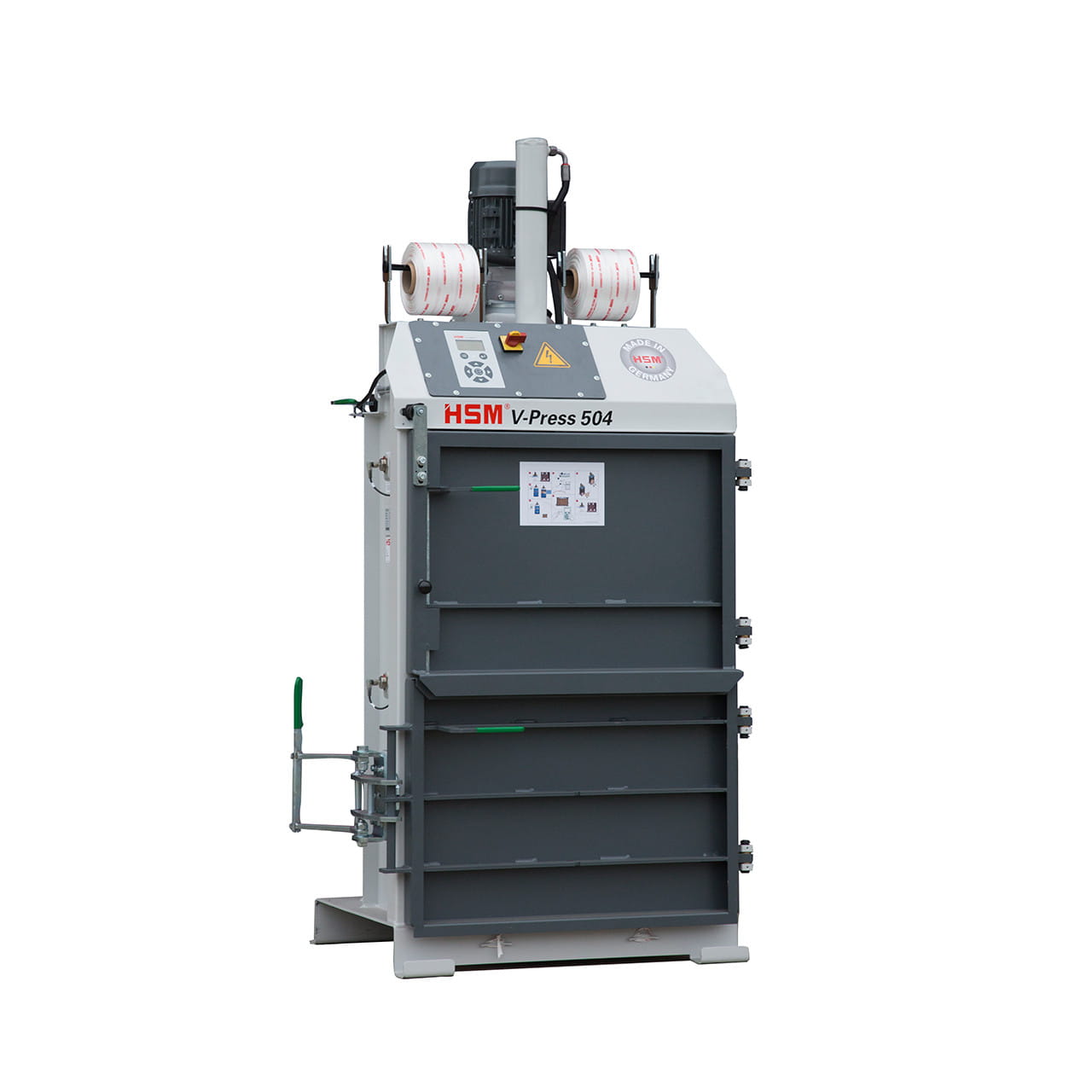 Belownica, prasa do makulatury folii pionowa HSM V-Press 504 z wyrzutnikiem, bela 60 kg