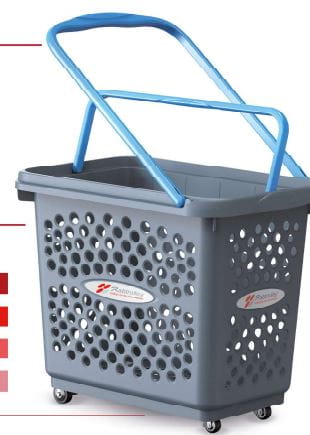 Koszyk sklepowy, zakupowy Panaro 55 litrów Eko Color, na kółkach, z rączką Rabtrolley