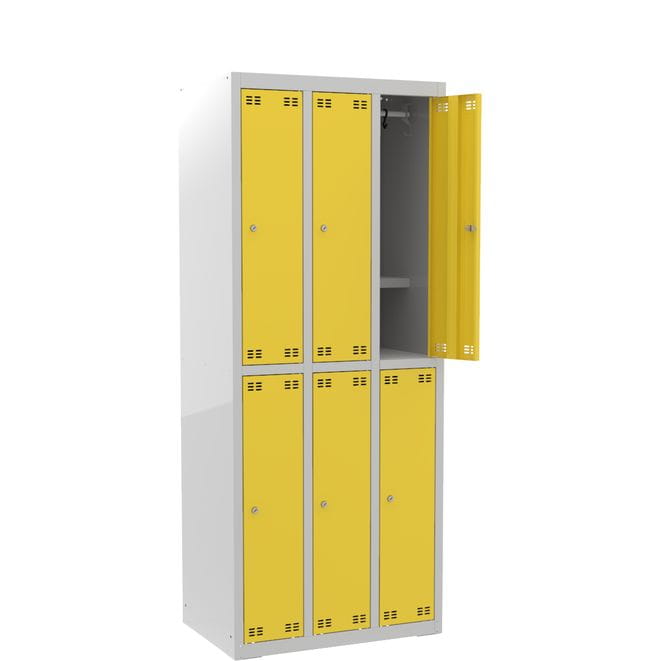 Szafka szkolna SLIM dla 6 uczniów (6D) z półką na książki s=73,5 cm, h=180 cm