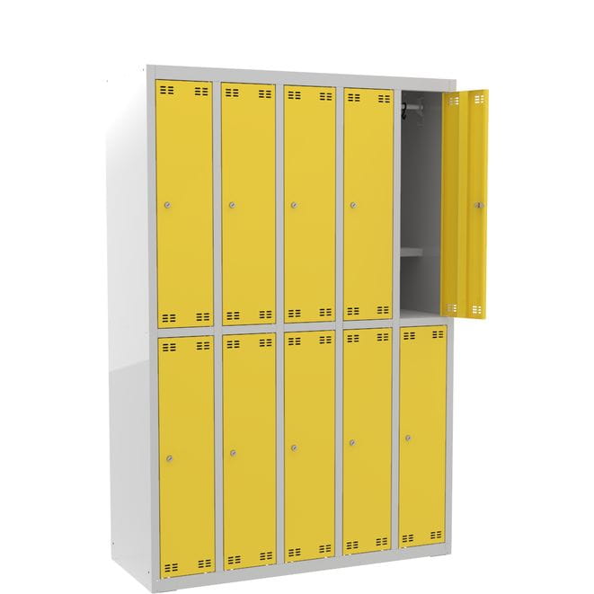 Szafka szkolna SLIM dla 10 uczniów (10D) z półką na książki s=120,5 cm, h=180 cm