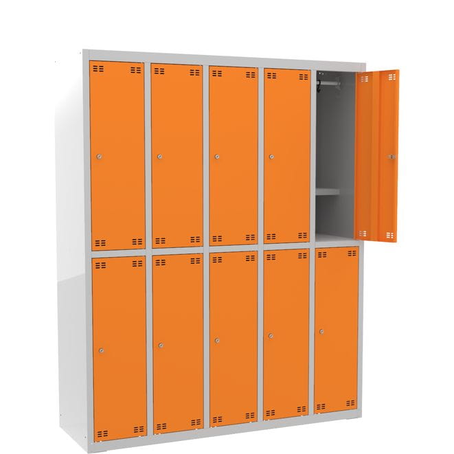 Szafka szkolna dla 10 uczniów (10D) z półką na książki s=145,5 cm, h=180 cm