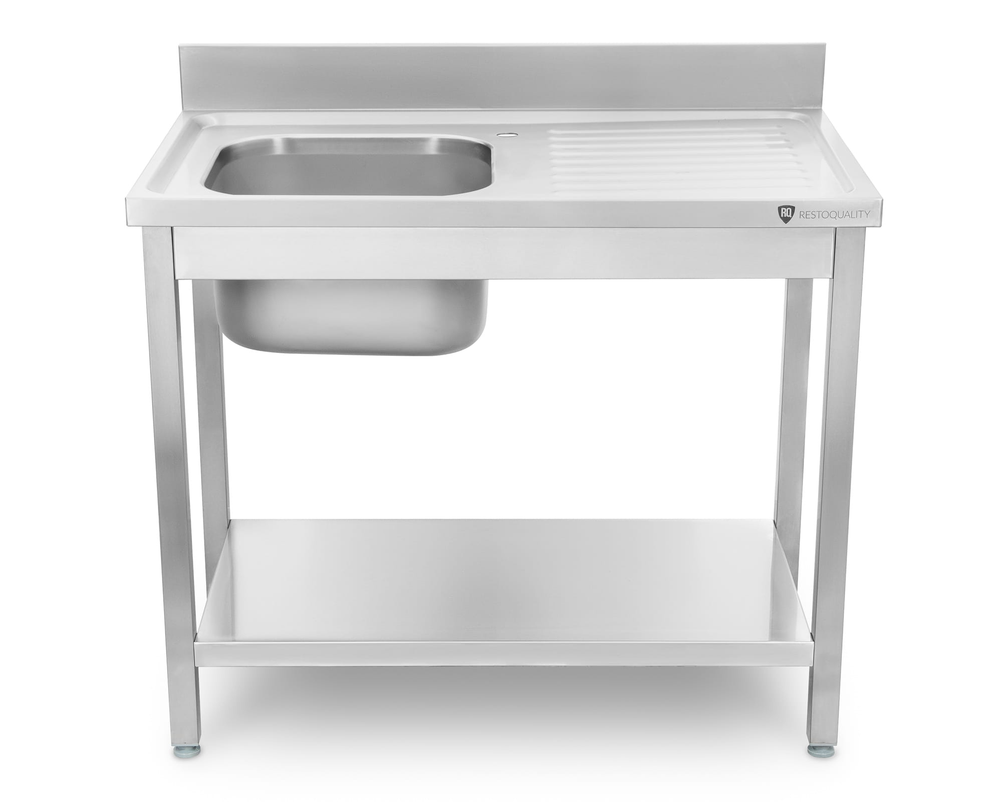Stół ze zlewem 1- komorowym, z półką, 1000 x 600 x 850 mm, stal nierdzewna, skręcany 