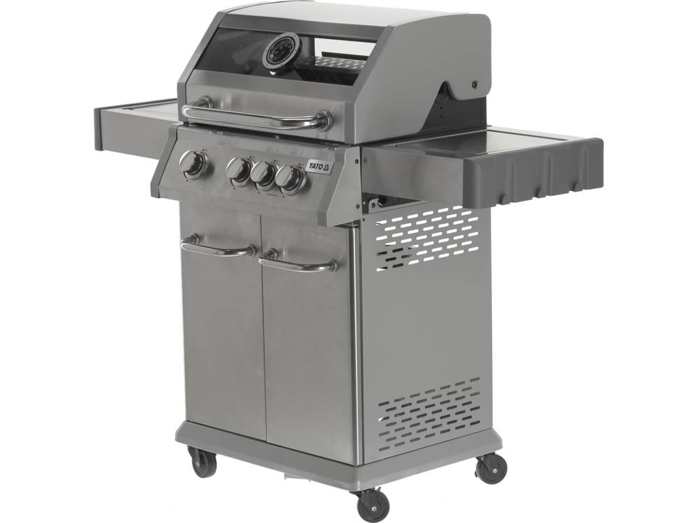 Grill gazowy 3+1 stal nierdzewna 11,5 kW, z szybą