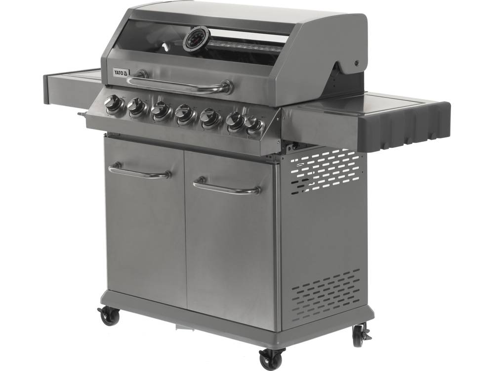Grill gazowy 6+1 stal nierdzewna 20,5 kW, z szybą