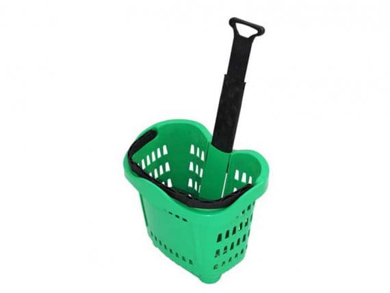 Koszyk sklepowy 43 litry na kółkach, z wysuwaną teleskopową rączką