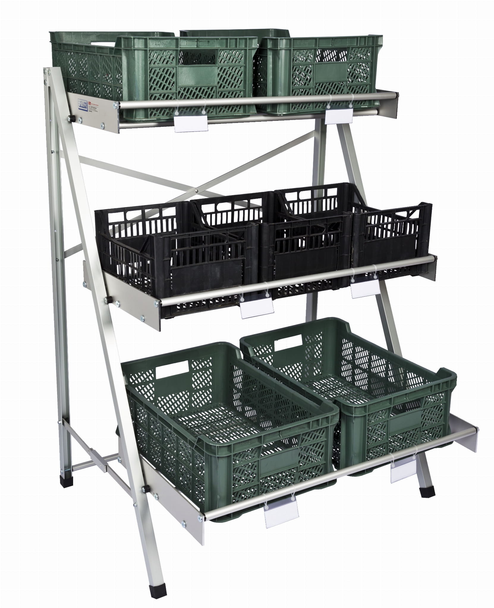 Regał, stojak wystawowy, składany, aluminiowy, 3 półki 