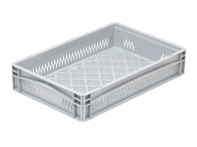 Skrzynka pojemnik na owoce i warzywa 60x40x12 cm,  basicline, szara, ażurowa