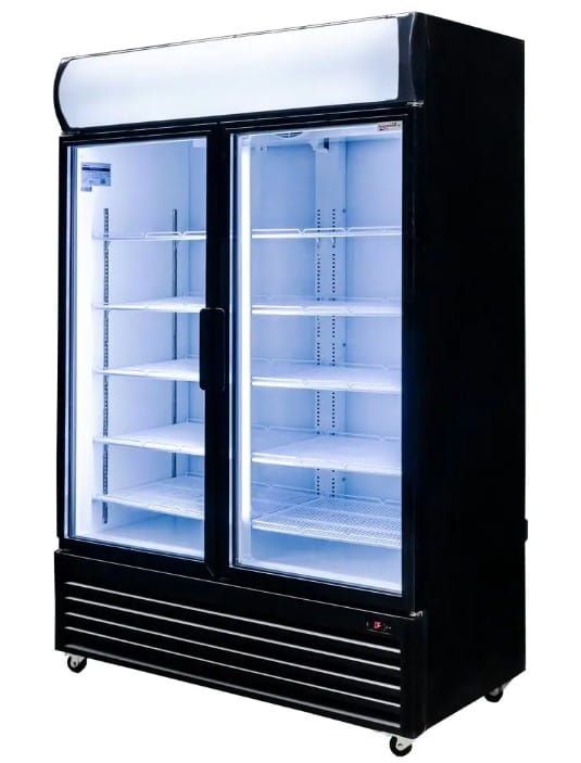 Szafa chłodnicza 1048l przeszklona RICO I133  z podświetlanym plafonem reklamowym, drzwi uchylne