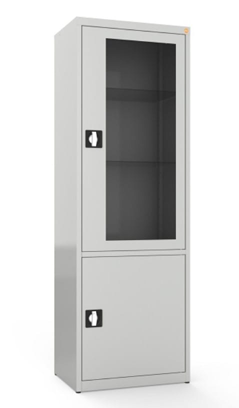 Szafa medyczna dwudzielna, dwukomorowa, drzwi górne przeszklone MDW/1s 