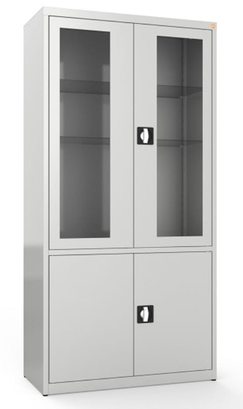 Szafa medyczna dwuskrzydłowa, dwudzielna, dwukomorowa, drzwi górne przeszklone MDW/2s