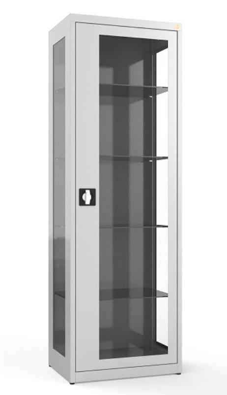 Szafa medyczna jednoskrzydłowa, jednokomorowa, drzwi i boki przeszklone MDB/1s