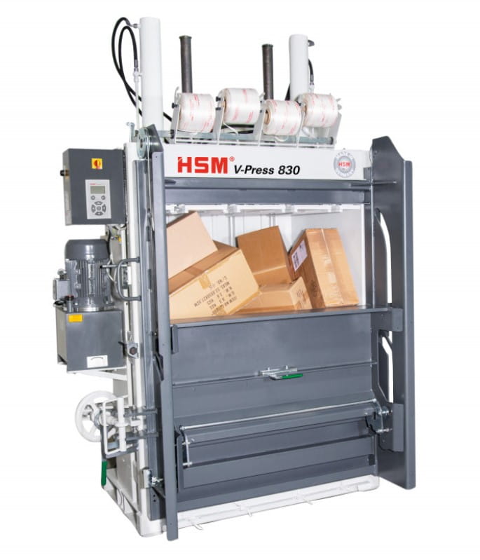 Belownica, prasa do makulatury folii pionowa HSM V-Press 830 plus, bela 320 kg