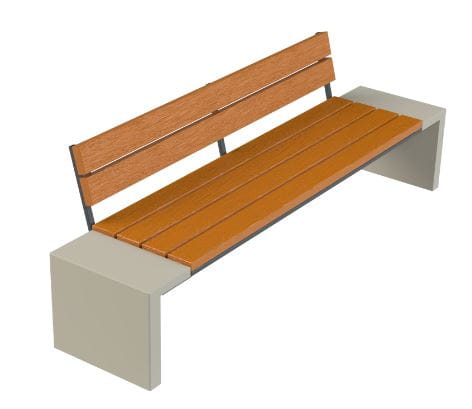 Ławka betonowo drewniana PAKO II z oparciem 150 deski impregnowane 