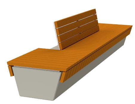 Ławka betonowo drewniana  CONSED z oparciem 400 cm deski lakierowane