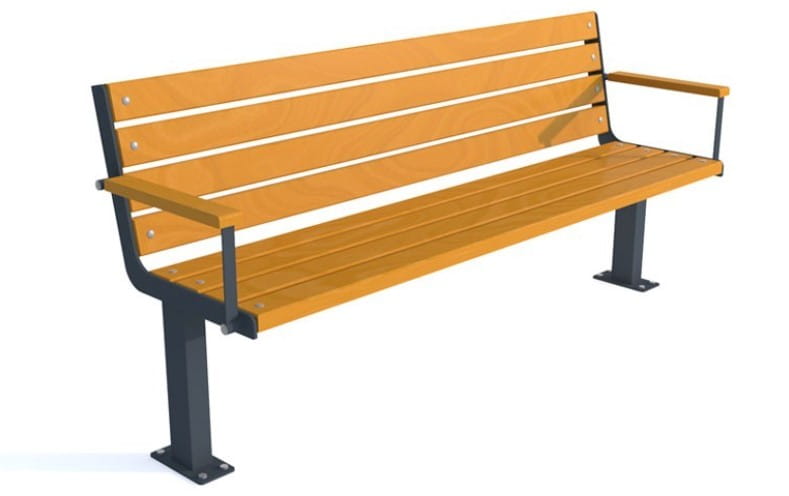 Ławka Flora, z oparciem, stal nierdzewna