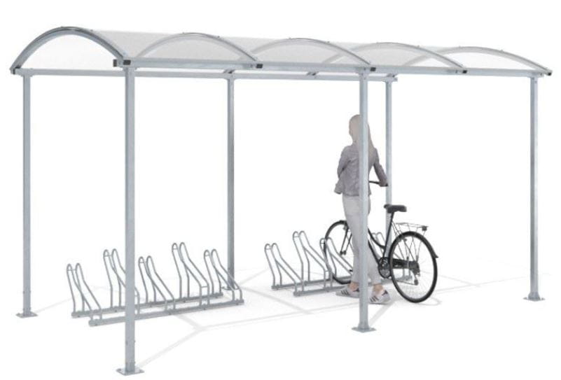 Wiata rowerowa "Zorza" zadaszona, na 10 rowerów, 420 cm