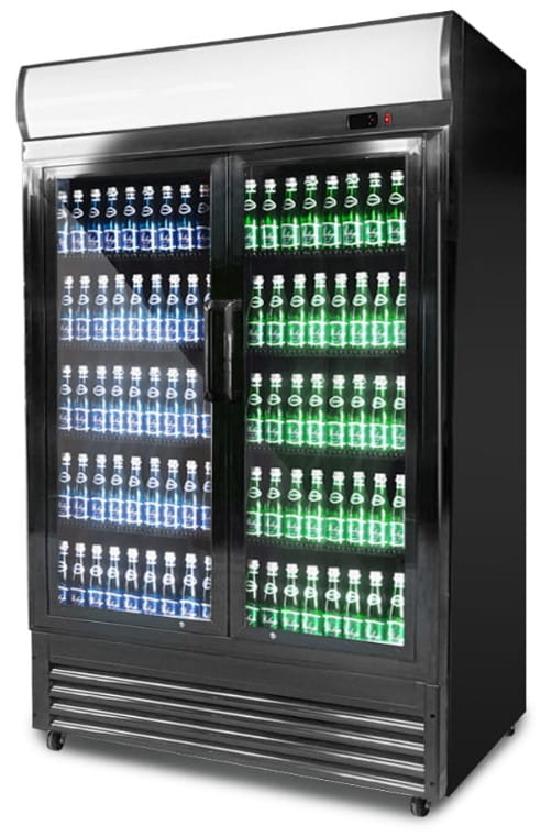 Szafa chłodnicza przeszklona RQ1300H, 2-drzwiowa, drzwi skrzydłowe, 880 l, 1295x695x1990 mm