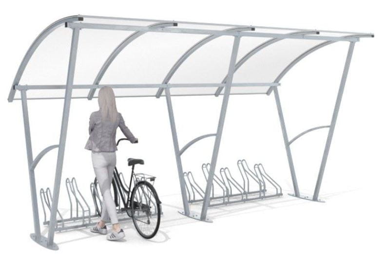 Wiata rowerowa "Świt "zadaszona, na 10 rowerów, 420 cm   