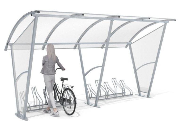 Wiata rowerowa "Świt "ściany boczne, na 10 rowerów, 420 cm   