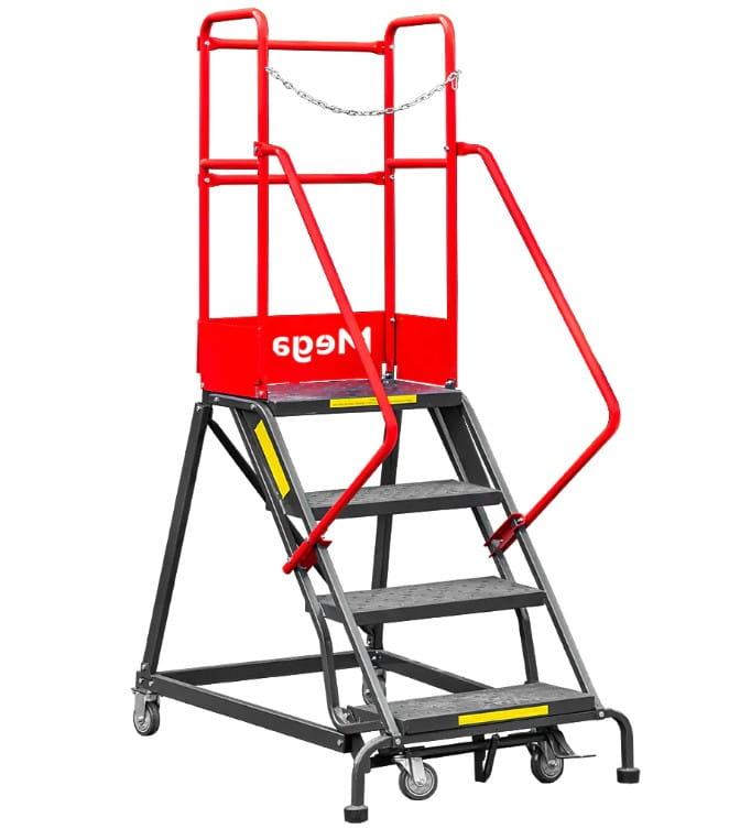 Drabina magazynowa przejezdna pomost magazynowy Mega-M H 102 cm 4 stopnie