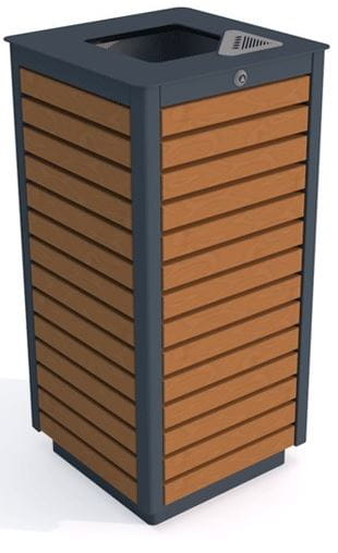 Kosz Amant VIII 80l z popielnicą ściany drewno stal ocynkowana i malowana 