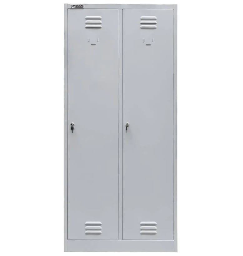 Szafka BHP ubraniowa Mega-M pracownicza 2-drzwiowa S-80 cm szara