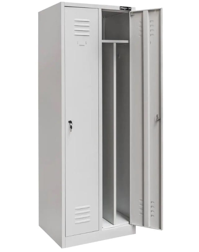 Szafka BHP ubraniowa Mega-M pracownicza 2-drzwiowa S-60 cm szara