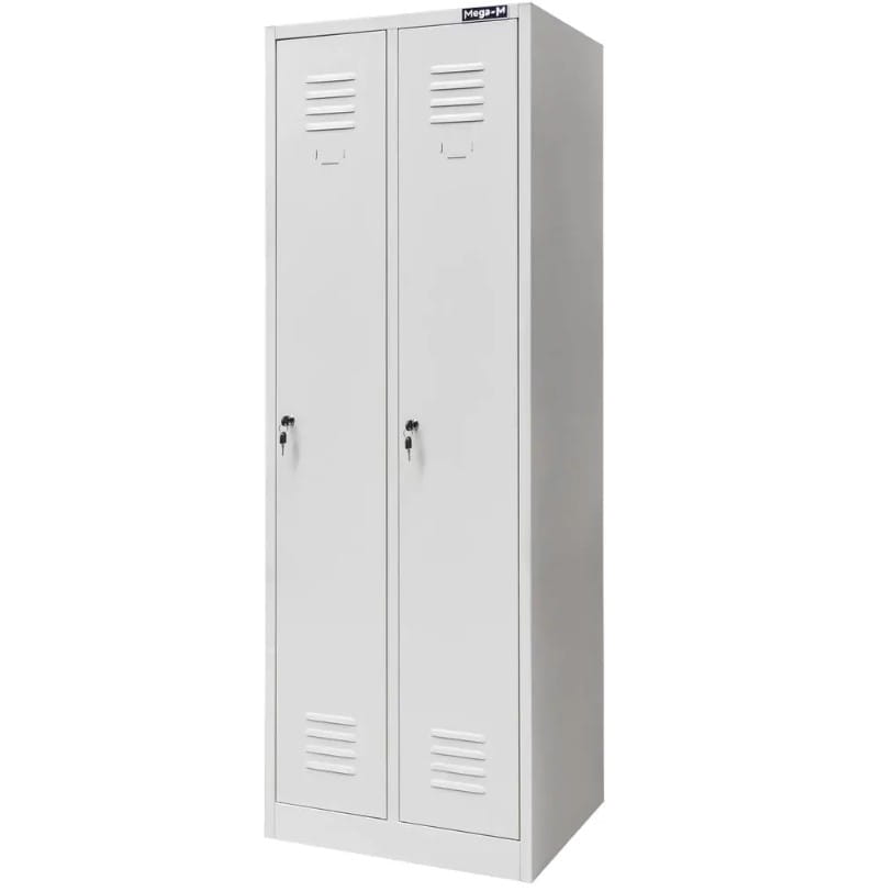 Szafka BHP ubraniowa Mega-M pracownicza 2-drzwiowa z przegrodami S-60 cm szara
