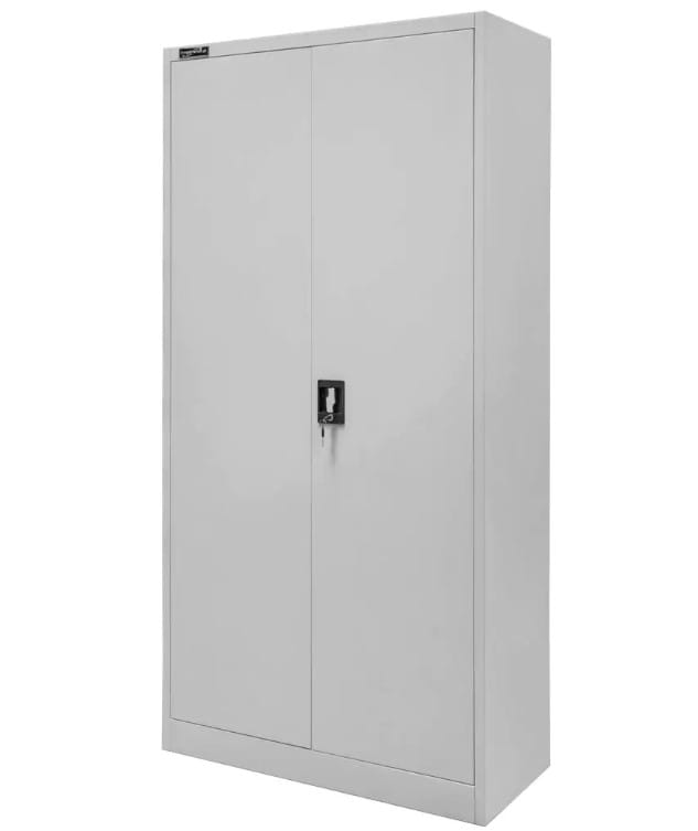Szafa biurowa metalowa na dokumenty Mega-M pełne drzwi S-90 cm G-40 cm H-185 cm szara