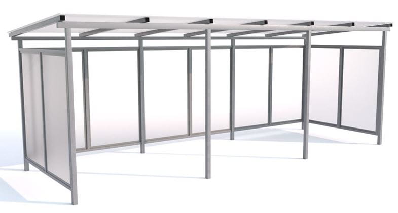 Wiata rowerowa "Zorza II" poliwęglan  zabudowana, na 15 rowerów, 630 cm stal ocynkowana