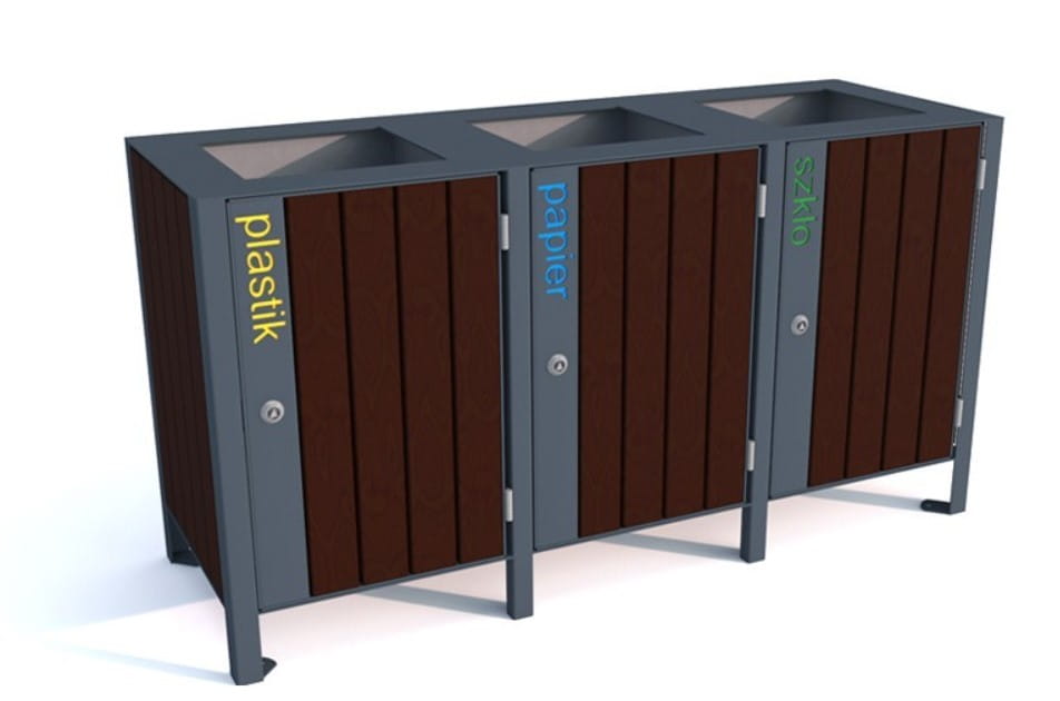 Kosz do segregacji Promyk I 3x60l ze stali nierdzewnej