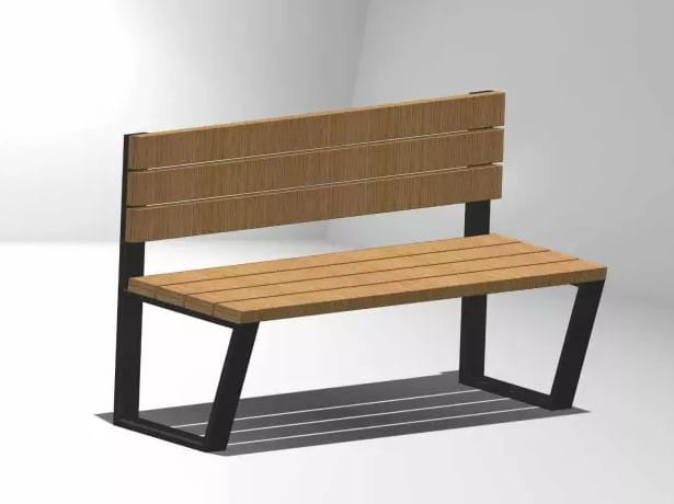 Ławka stalowa miejska z oparciem Tulipan