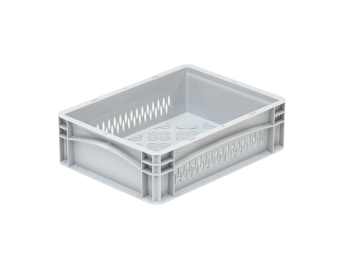 Skrzynka na owoce i warzywa 40x30x12 basicline, szara, ażurowa 