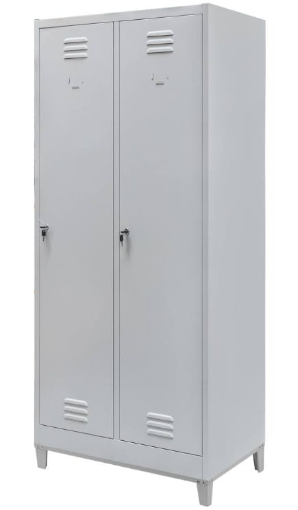 Szafka BHP ubraniowa na podstawie z nóżkami Mega-M pracownicza 2-drzwiowa S-80 cm szara