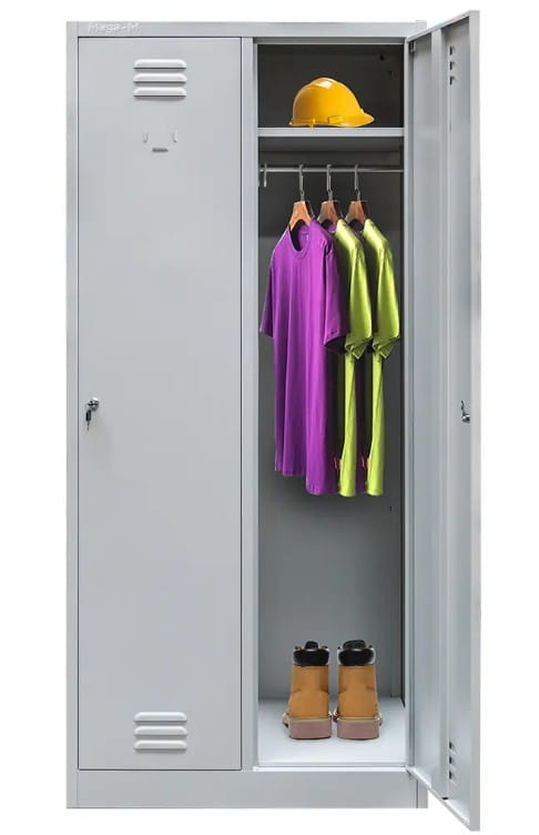 Szafka BHP ubraniowa Mega-M pracownicza 2-drzwiowa S-80 cm szara
