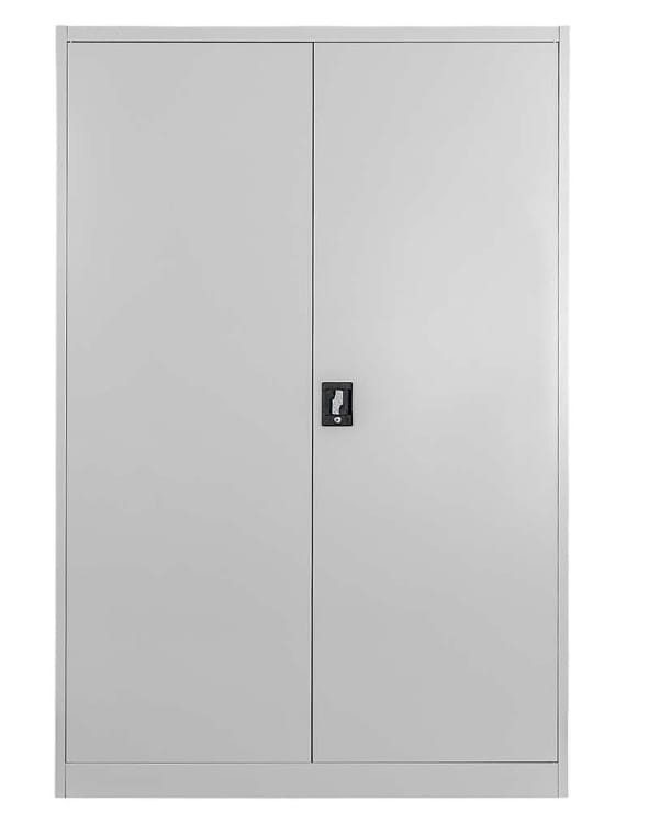 Szafa biurowa metalowa na dokumenty Mega-M pełne drzwi S-120 cm G-40 cm H-185 cm szara