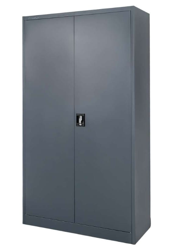 Szafa biurowa metalowa na dokumenty Mega-M pełne drzwi S-100 cm G-40 cm H-185 cm grafitowa