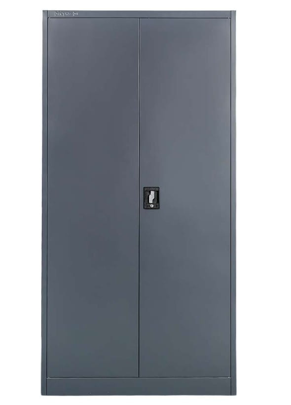 Szafa biurowa metalowa na dokumenty Mega-M pełne drzwi S-90 cm G-40 cm H-185 cm grafitowa