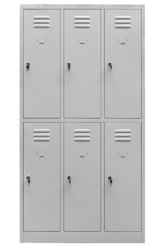 Szafka skrytkowa BHP Mega-M 6 skrytek S-90x50x180 cm szara