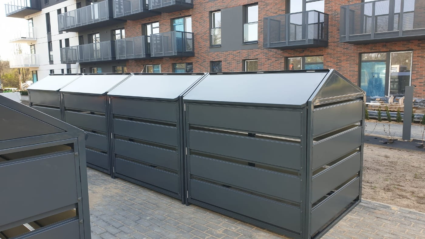 Obudowa, zabudowa na kontener 1100 l, panel elewacyjny