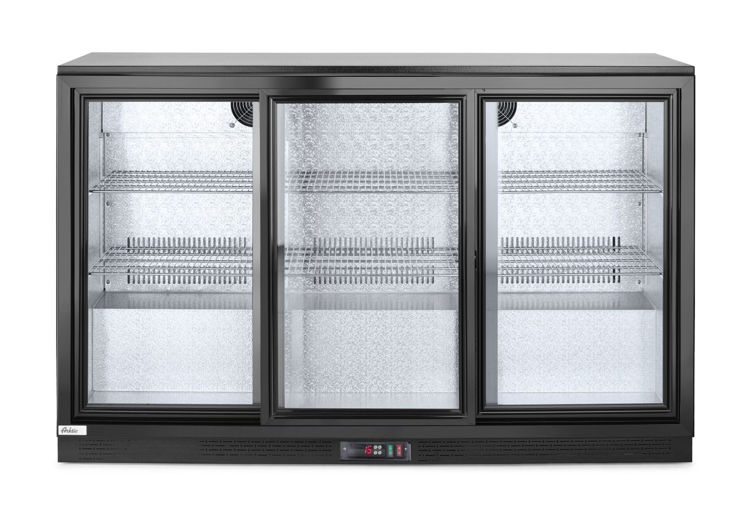 Lodówka barowa z potrójnymi drzwiami suwanymi, Arktic, 254L, czarny, 230V/160W, 1350x520x(H)865mm