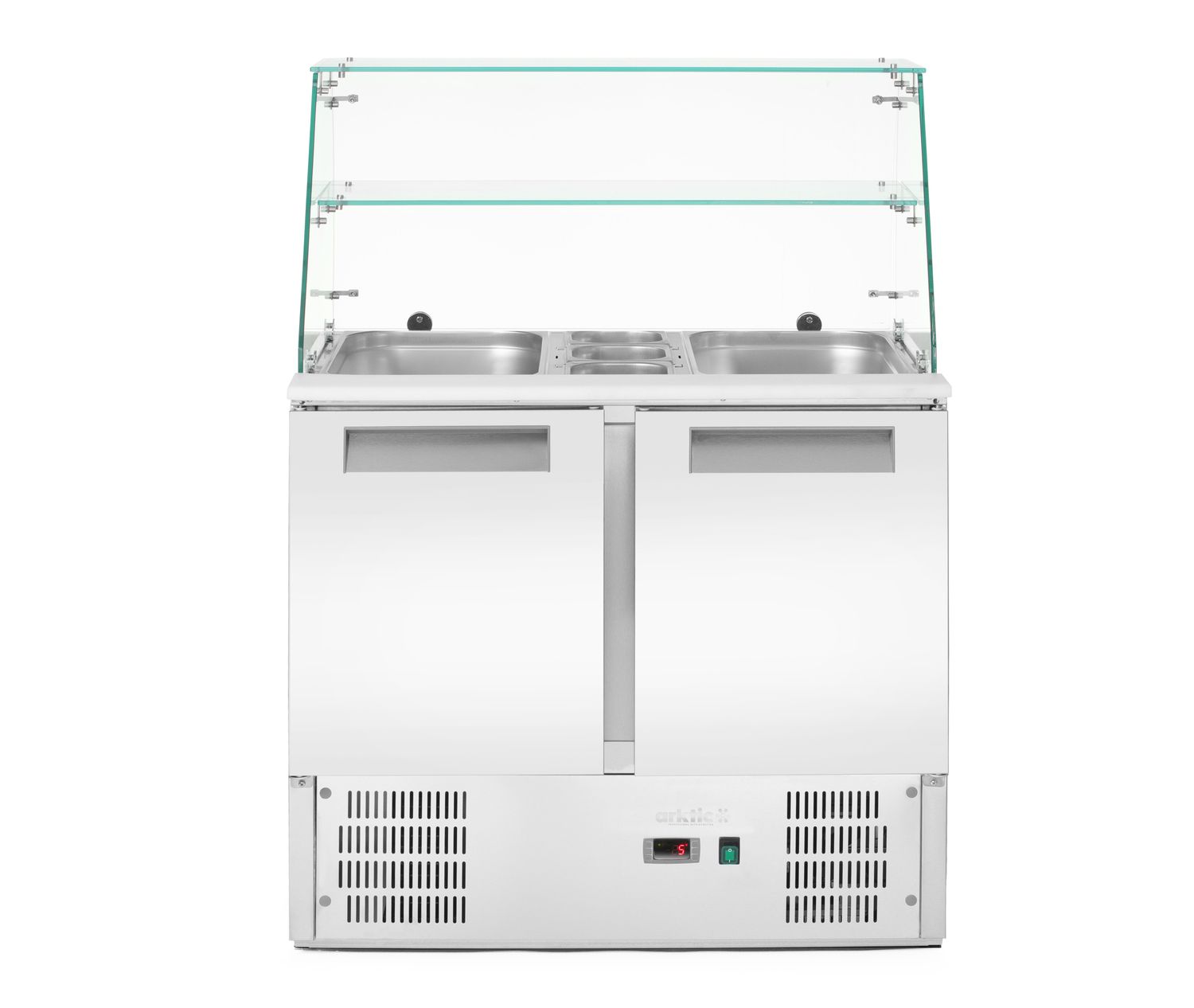 Stół chłodniczy sałatkowy z nadstawą, Arktic, stół dwukomorowy, 146L, 230V/145W, 695x900x(H)1270mm